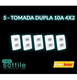 Kit 5 Tomada Dupla 10a 4x2 - Neo Sottile